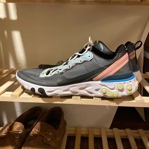 Nike React Element 55 Grey Blue And Pink Ocean Cube-BQ6166-300 Men’s Size 11